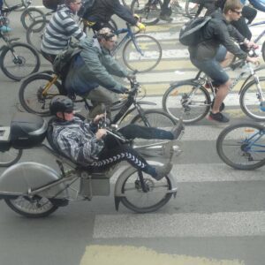 people celebrating bike day