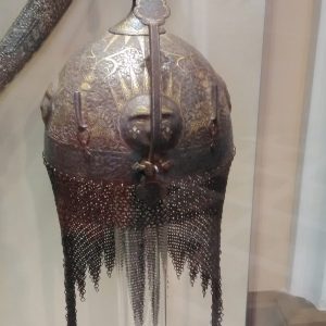 helmet with chain mail